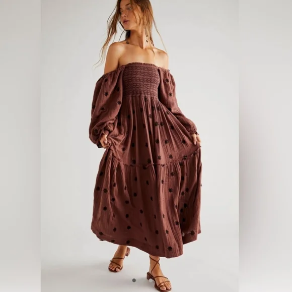 free people dress brown Right Now Midi Slip Dress